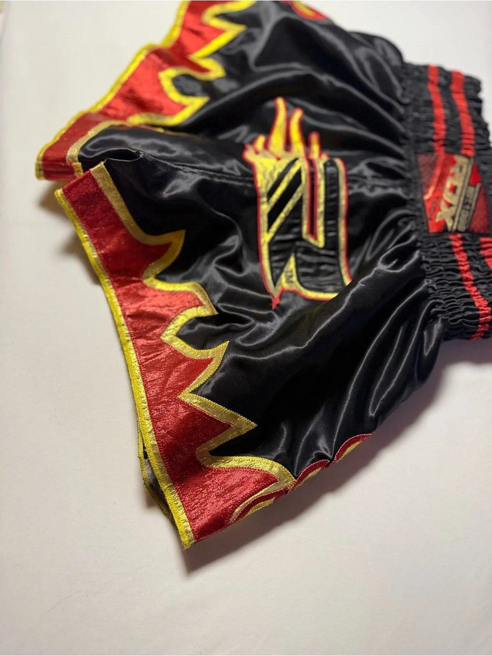 Kids Black & Red Flame-Trimmed Athletic Shorts